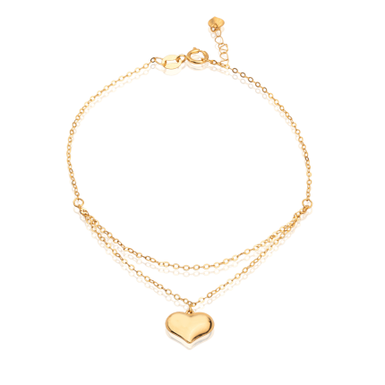 دستبند دو لاین و قلب برجسته